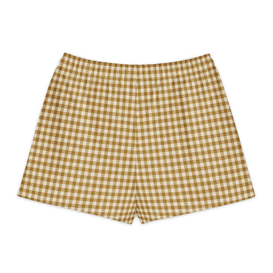 Golden House Gingham Cotton Boyfriend Shorts — back view with gingham print