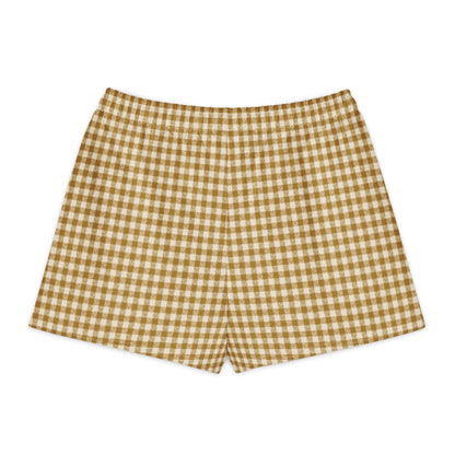Golden House Gingham Cotton Boyfriend Shorts — back view with gingham print