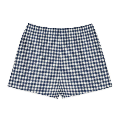 Azure House Gingham Cotton Boyfriend Shorts — back view with gingham print