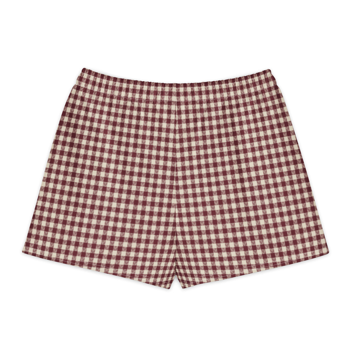 Crimson House Gingham Cotton Boyfriend Shorts — back view with gingham print