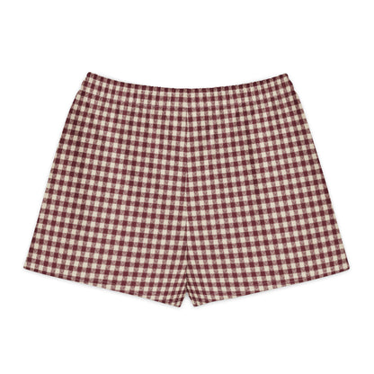 Crimson House Gingham Cotton Boyfriend Shorts — back view with gingham print