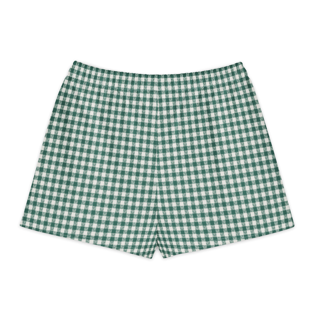 Emerald House Gingham Cotton Boyfriend Shorts — back view with gingham print