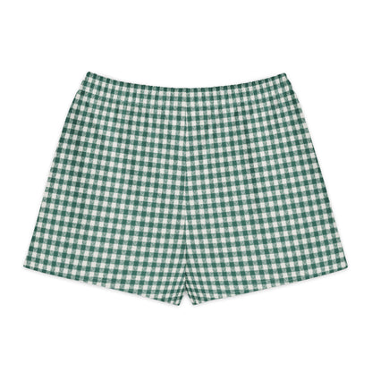 Emerald House Gingham Cotton Boyfriend Shorts — back view with gingham print