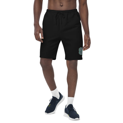 Emerald House Collegiate Fleece Shorts — black front mockup