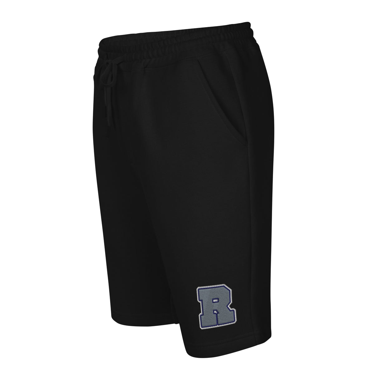 Azure House Collegiate Fleece Shorts — black left front mockup