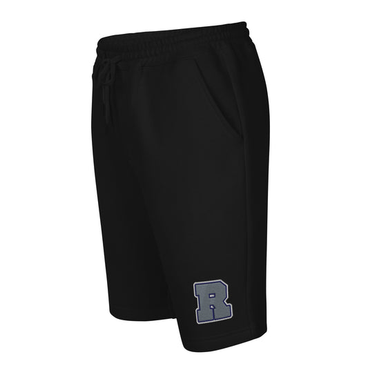 Azure House Collegiate Fleece Shorts — black left front mockup