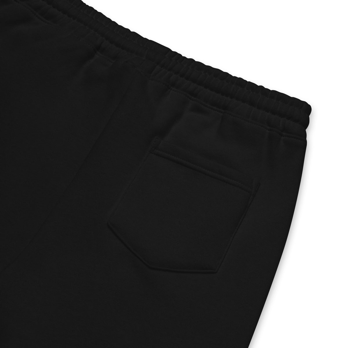 Golden House Collegiate Fleece Shorts — black product details mockup