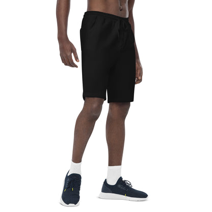 Emerald House Collegiate Fleece Shorts — black right front mockup