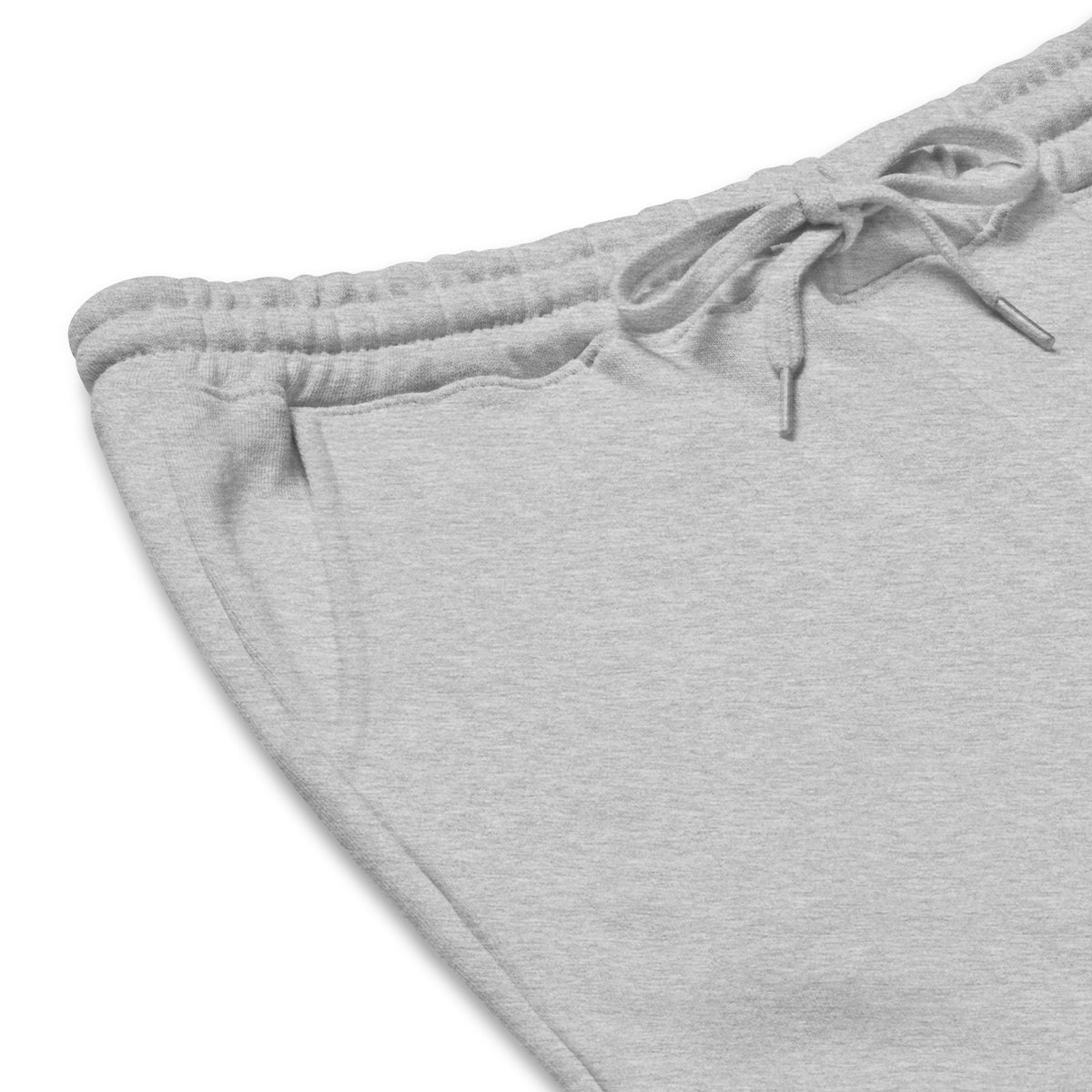 Azure House Collegiate Fleece Shorts — heather grey product details 2 mockup