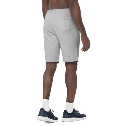 Emerald House Collegiate Fleece Shorts — heather grey right back mockup